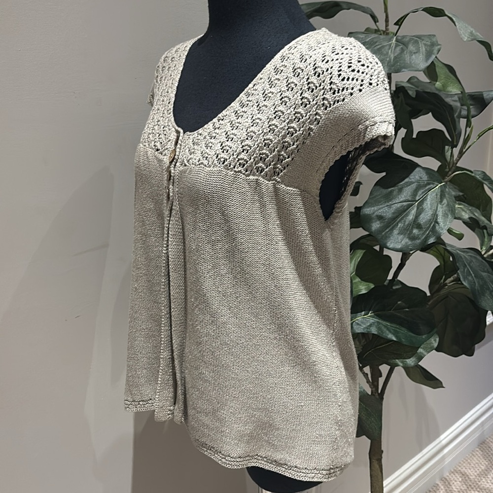 GEORGE TAUPE TAN SHORT SLEEVE CARDIGAN